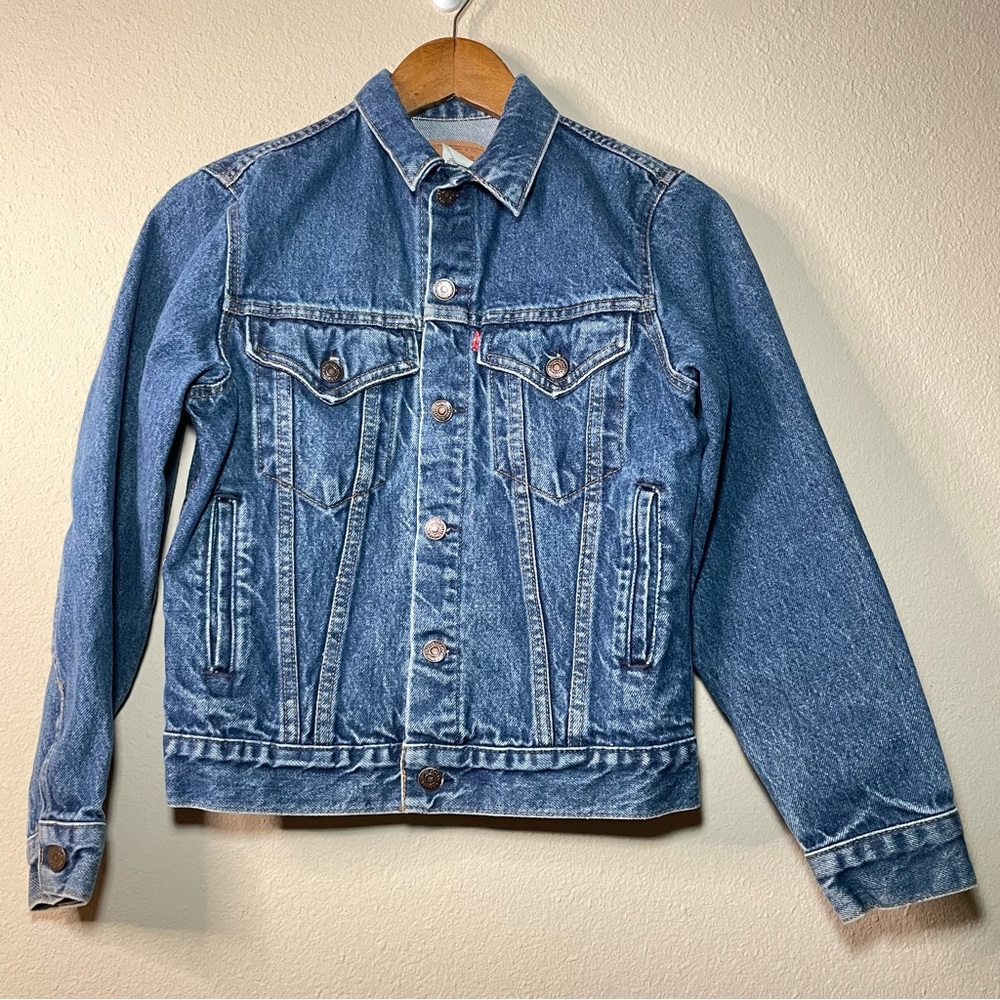 Vintage Boy/Girl Leviโs Medium Wash Denim Jean Jacket Size 16 Madeโ In U.S.A